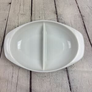 Vintage Pyrex White 1 1/2 Quart Divided Casserole Dish #1083 Excellent Condition